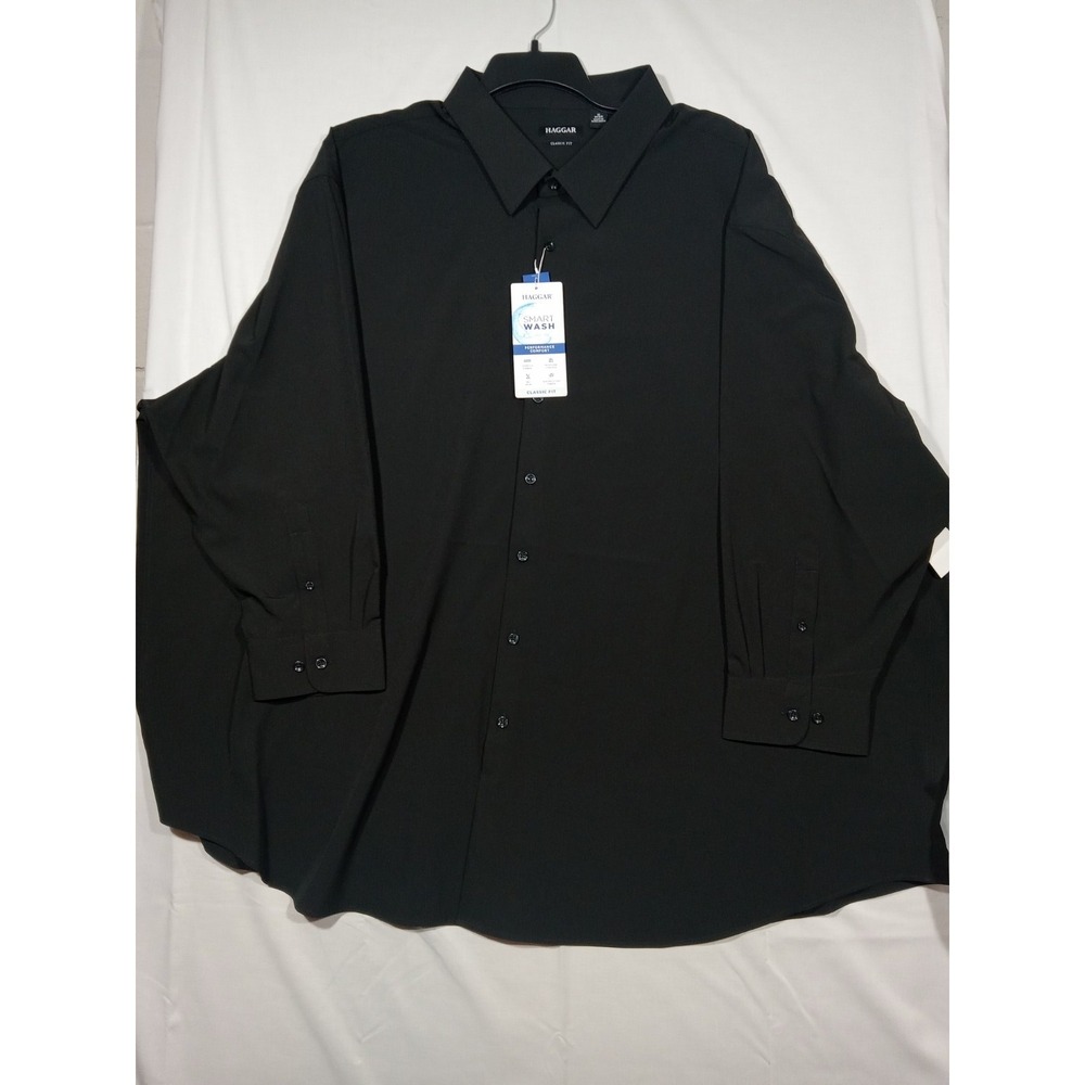 Haggar Dress Shirt‎ Men's 22 34/35B Black Classic Fit